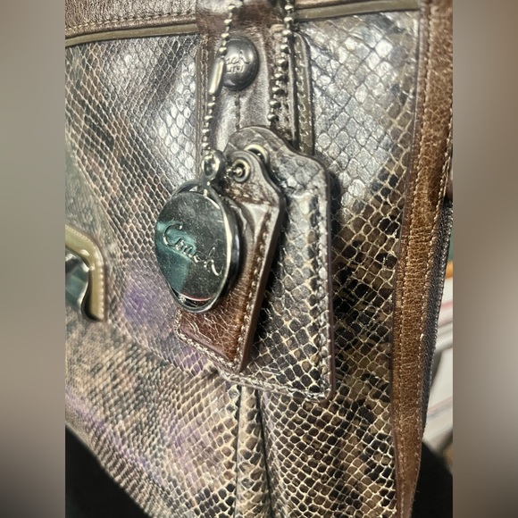 Coach Embossed Kristin Satchel Brown Python Leather - Picture 5 of 10